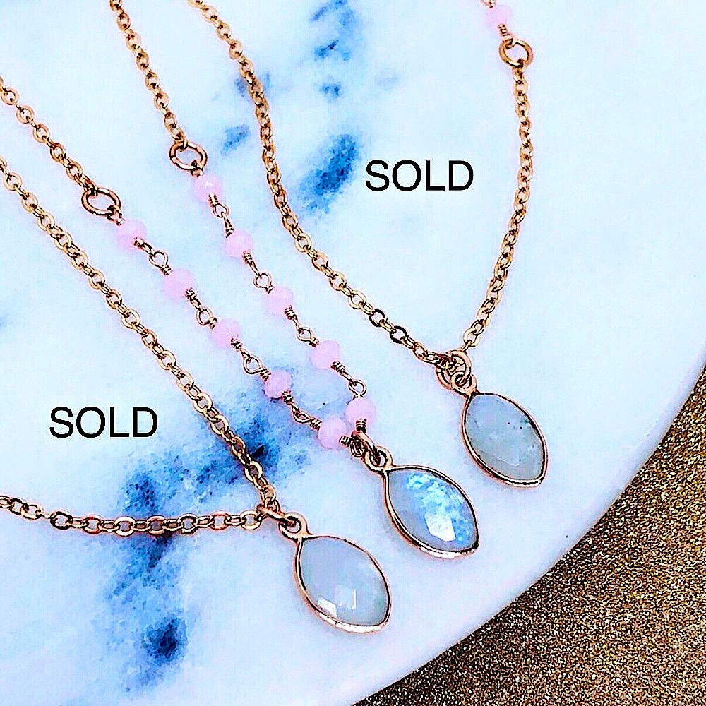 Rose Gold Moonstone & Quartz Necklace